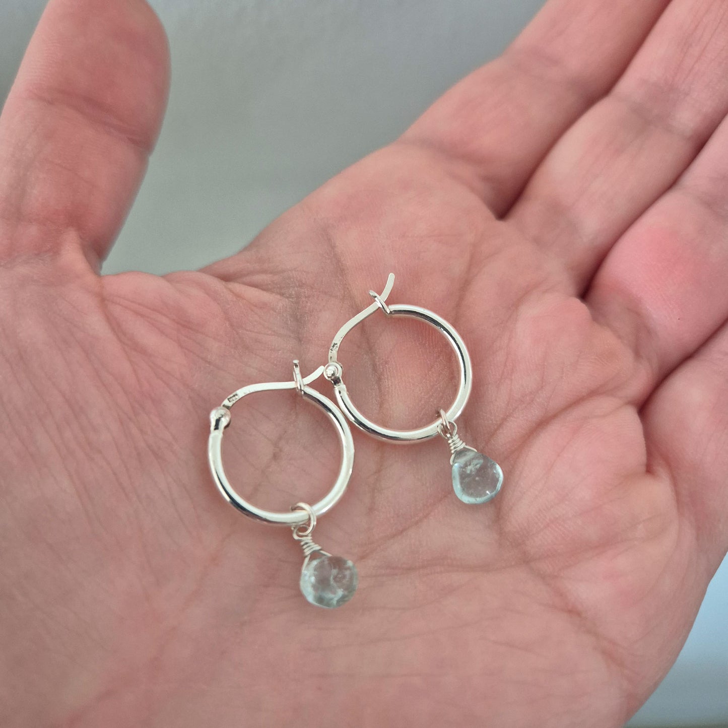 aros plata fina 925 con aguamarinas piedras naturales