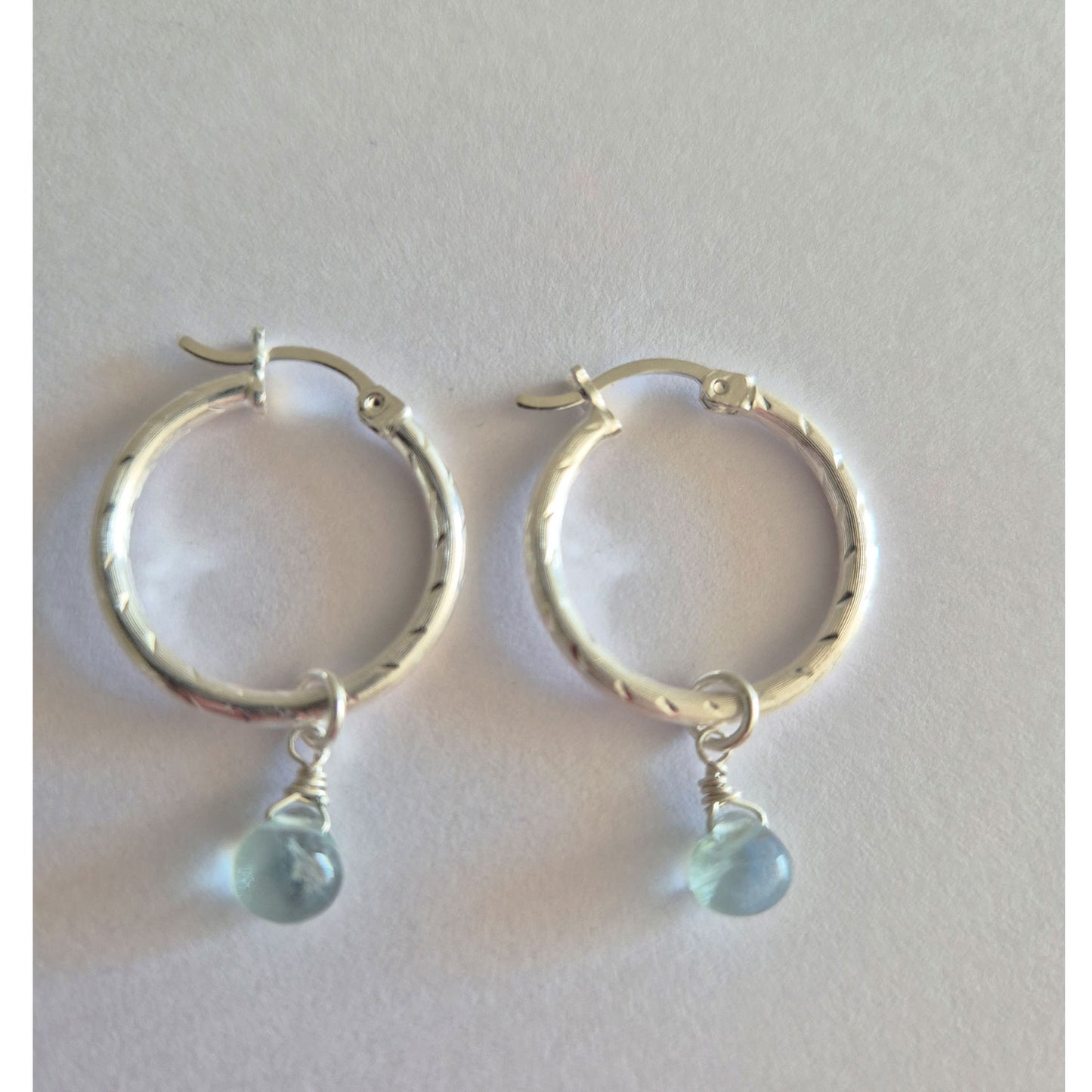 aros plata fina 925 con aguamarinas piedras naturales