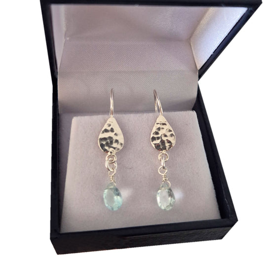 aros de gota aguamarina natural de plata 925