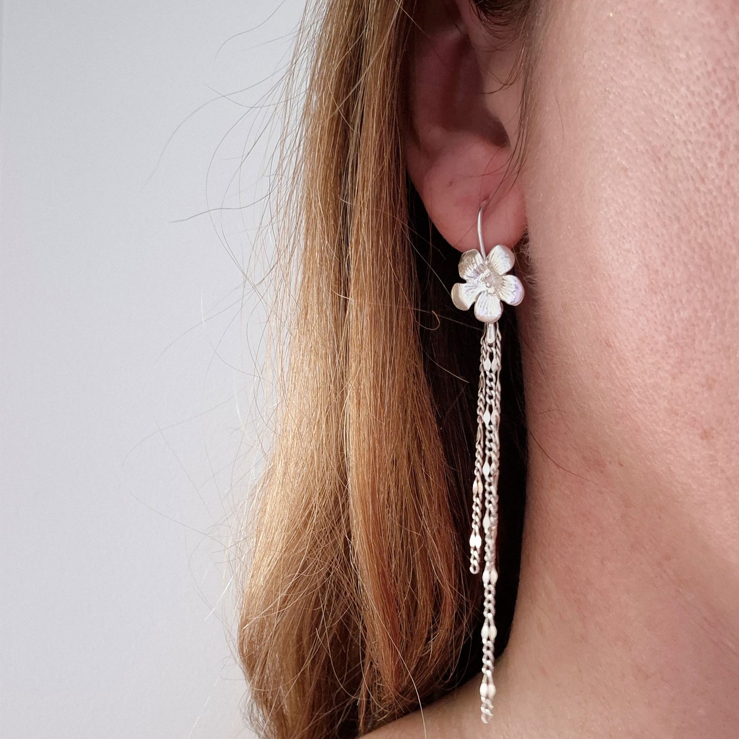 Aros Grandes De Fiesta De Flor Plata Fina 925 Hecho A Mano