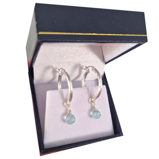 aros plata fina 925 con aguamarinas piedras naturales