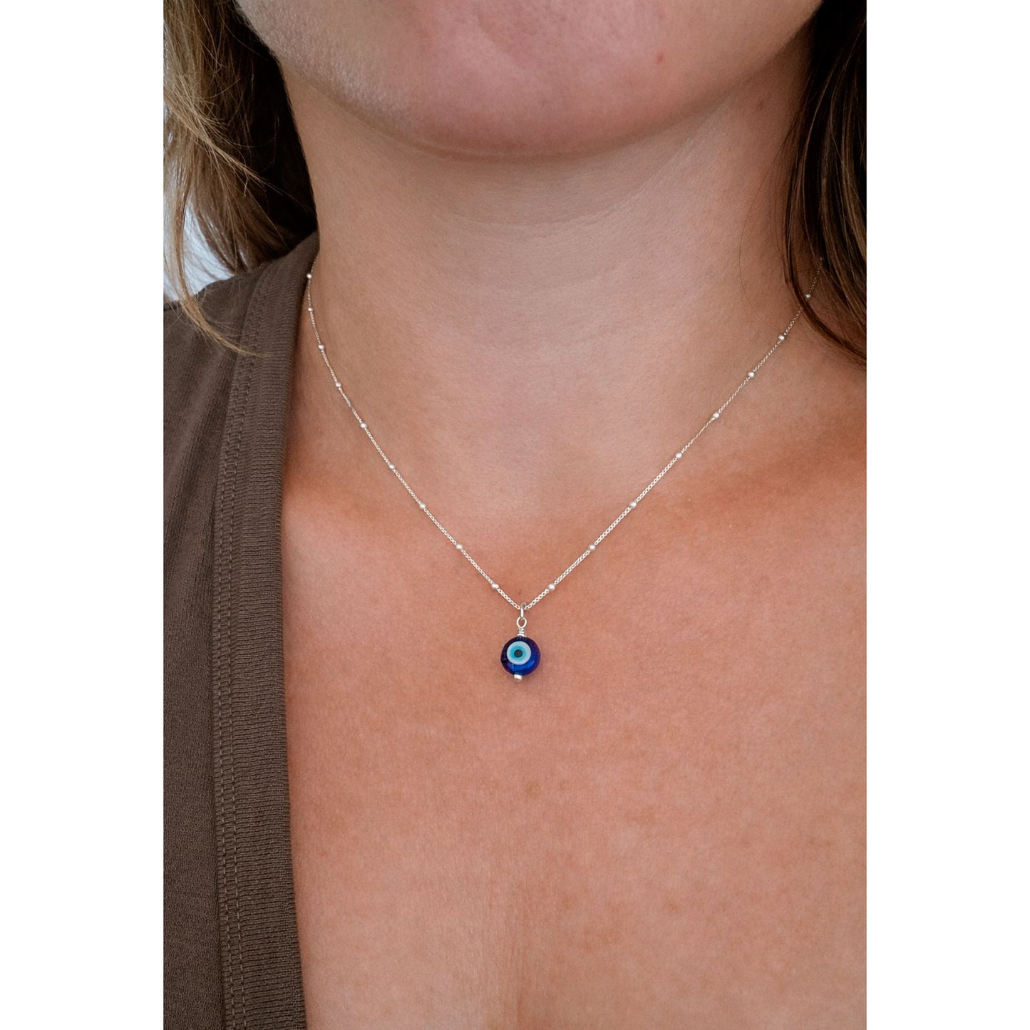 Collar Amuleto Protección Plata Fina 925 Ojo Turco