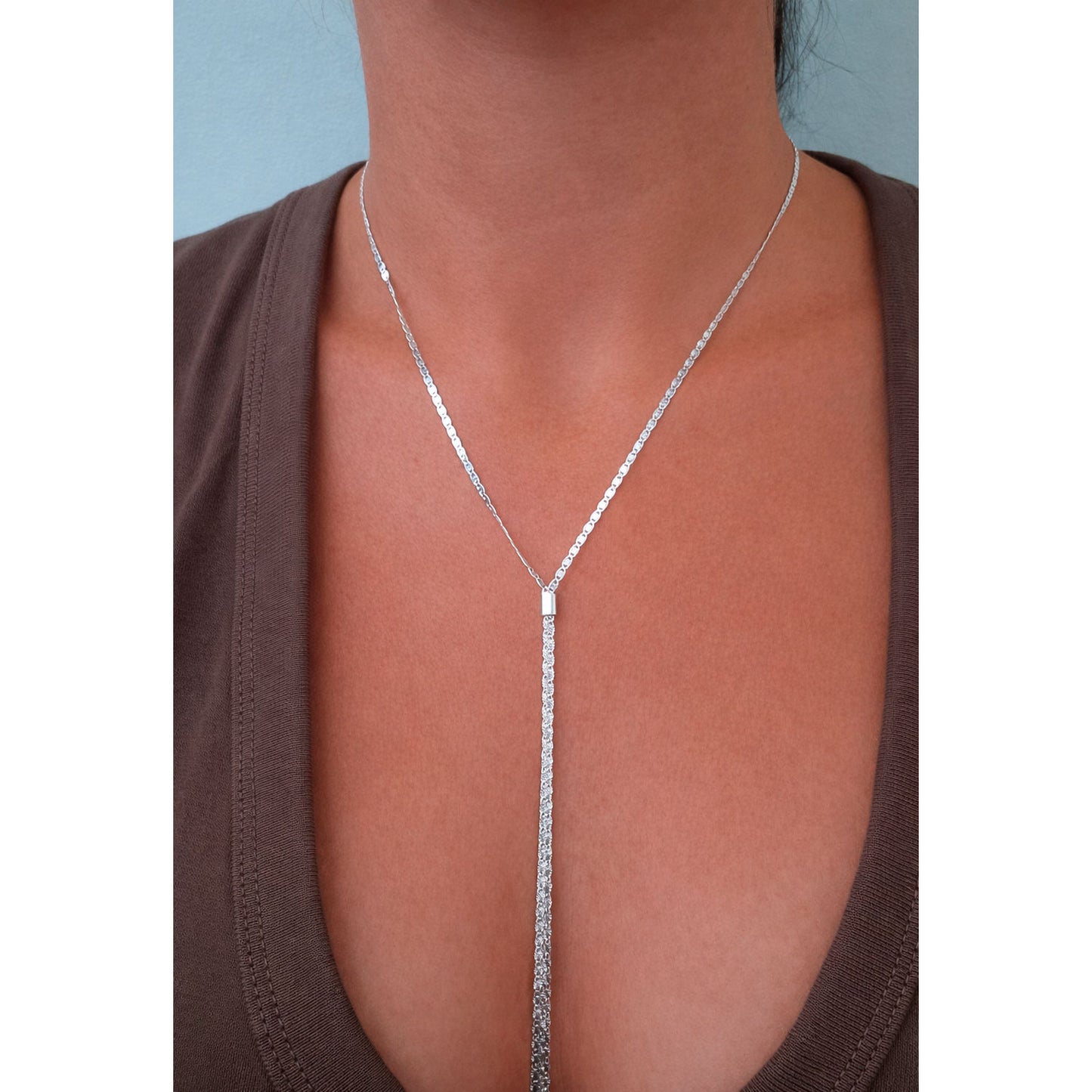 collar cascada estrellada de plata fina