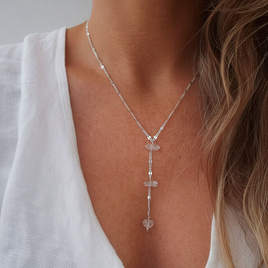 collar cascada cuarzo herkimer piedras naturales plata fina