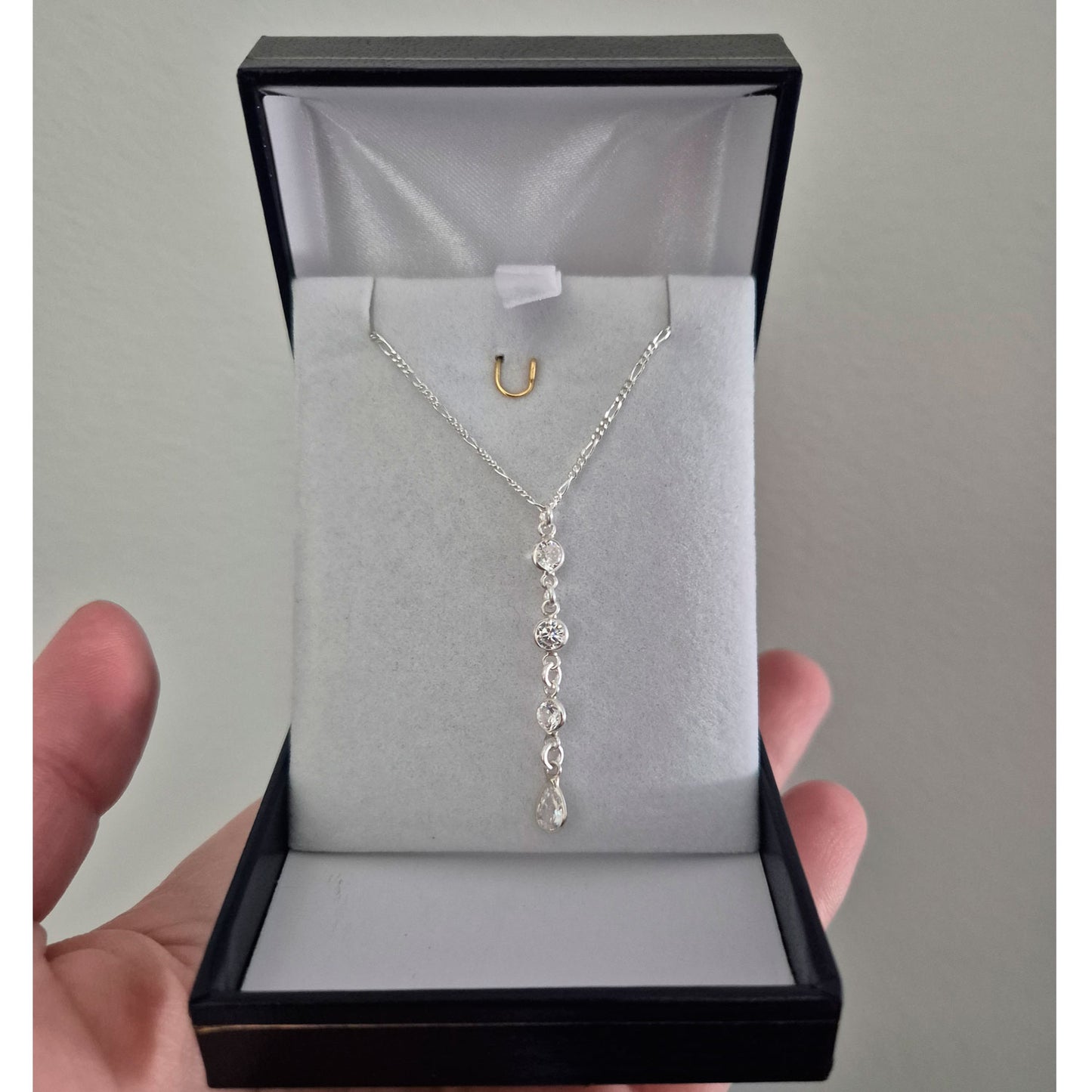 Collar Punto De Luz Plata 925 Con Cristales Circon Blanco