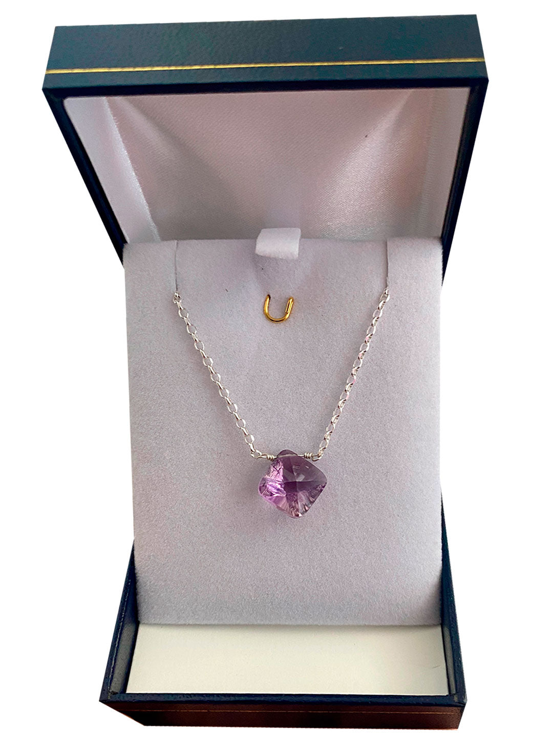 Collar Amatista Plata 925 Piedra Natural Forma Pirámide