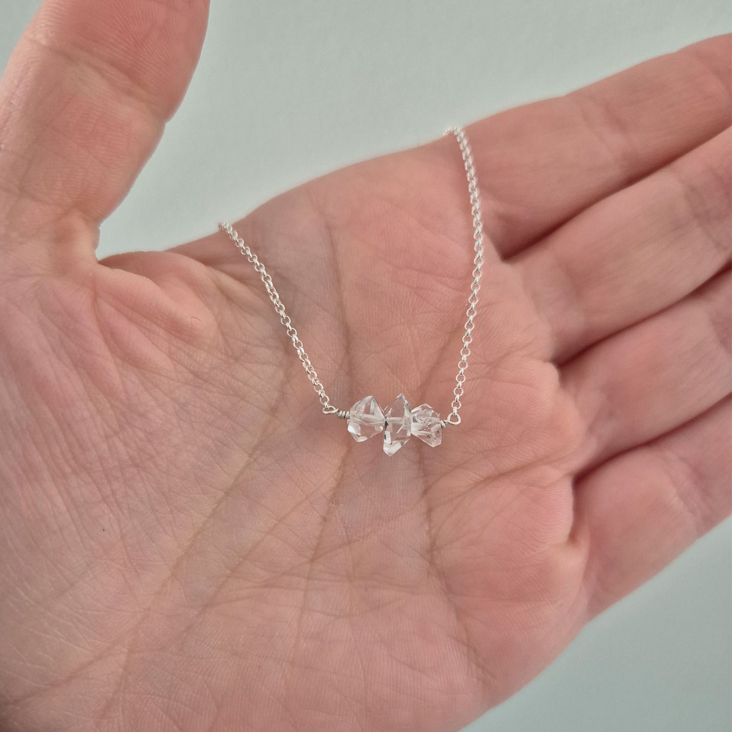 Collar 3 Cuarzo Herkimer Cristal Plata 925 Plata