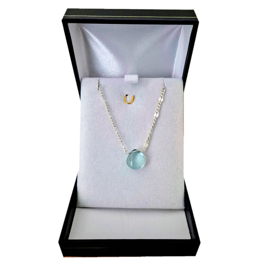 collar piedra aguamarina natural plata fina 925