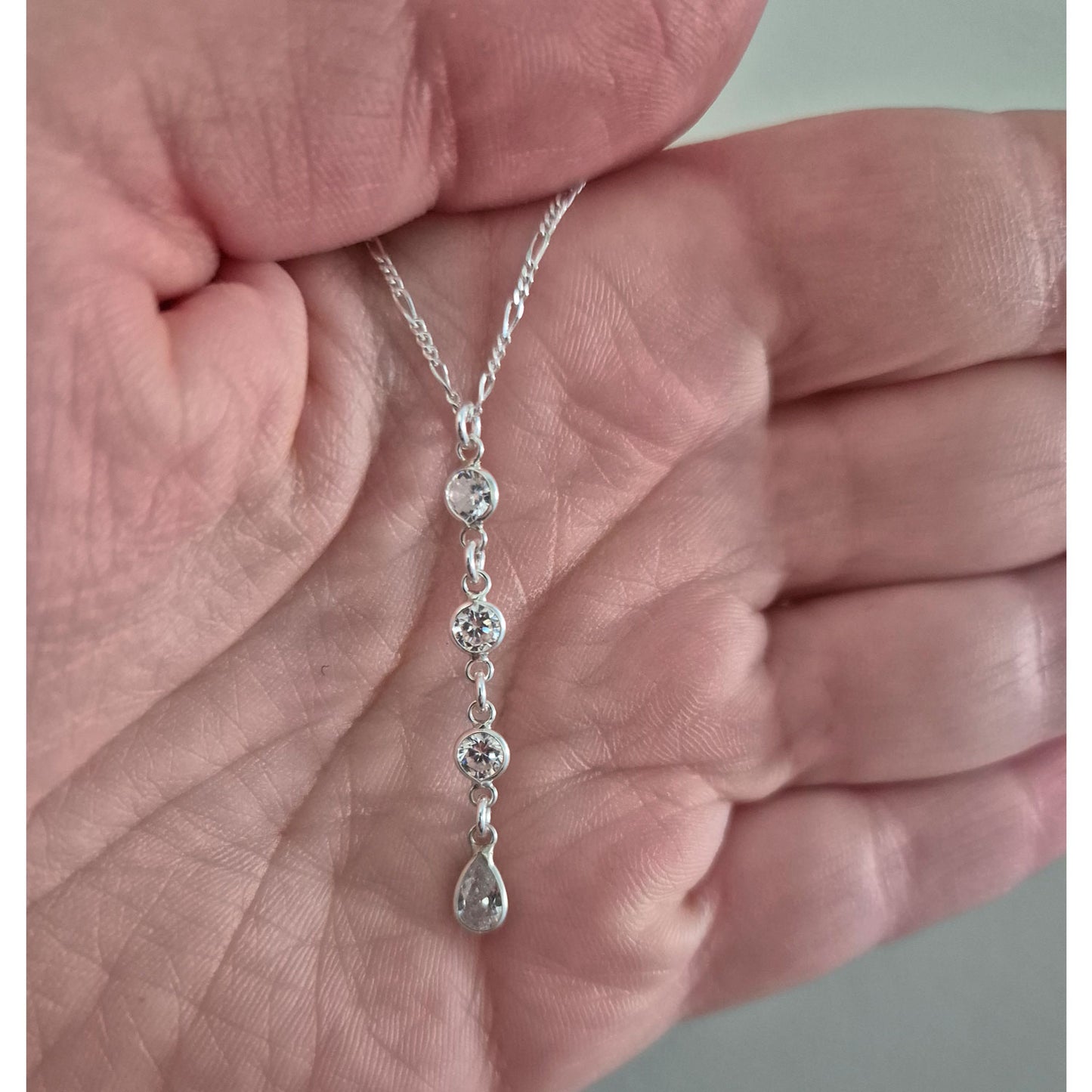 Collar Punto De Luz Plata 925 Con Cristales Circon Blanco