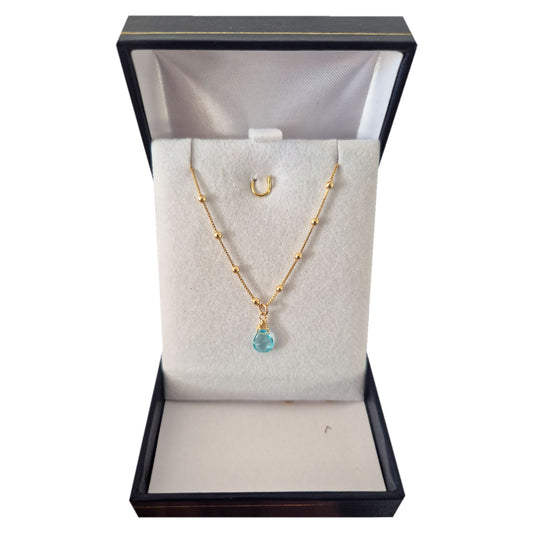 Amuleto Collar Piedra Apatita De La Buena Suerte Baño Oro