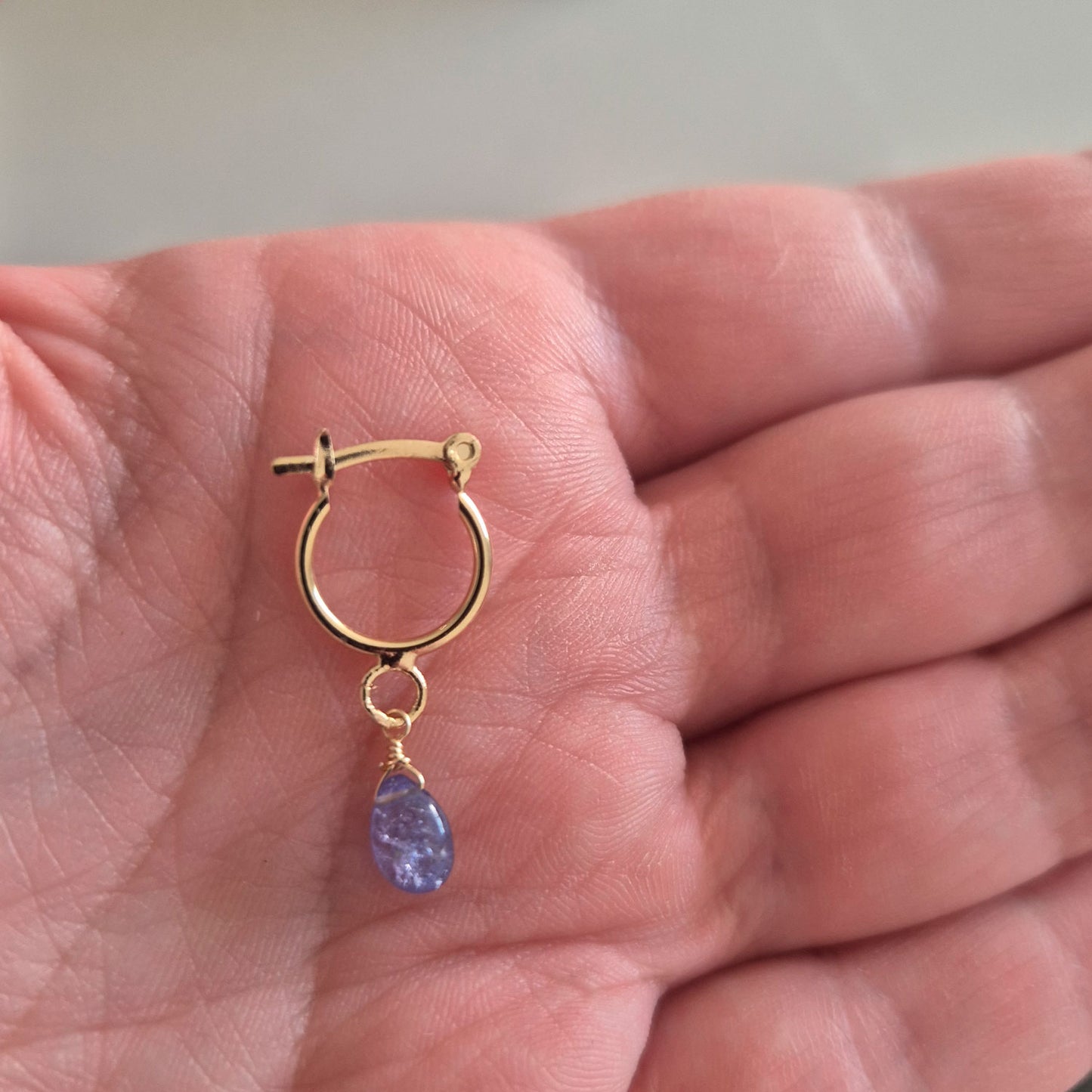 Aros Argolla Bañados En Oro Con Piedras Naturales Tanzanitas