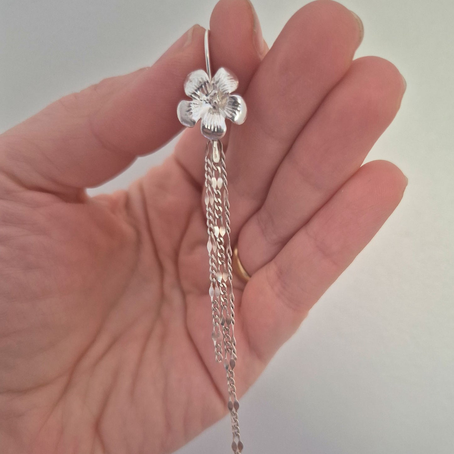 Aros Grandes De Fiesta De Flor Plata Fina 925 Hecho A Mano