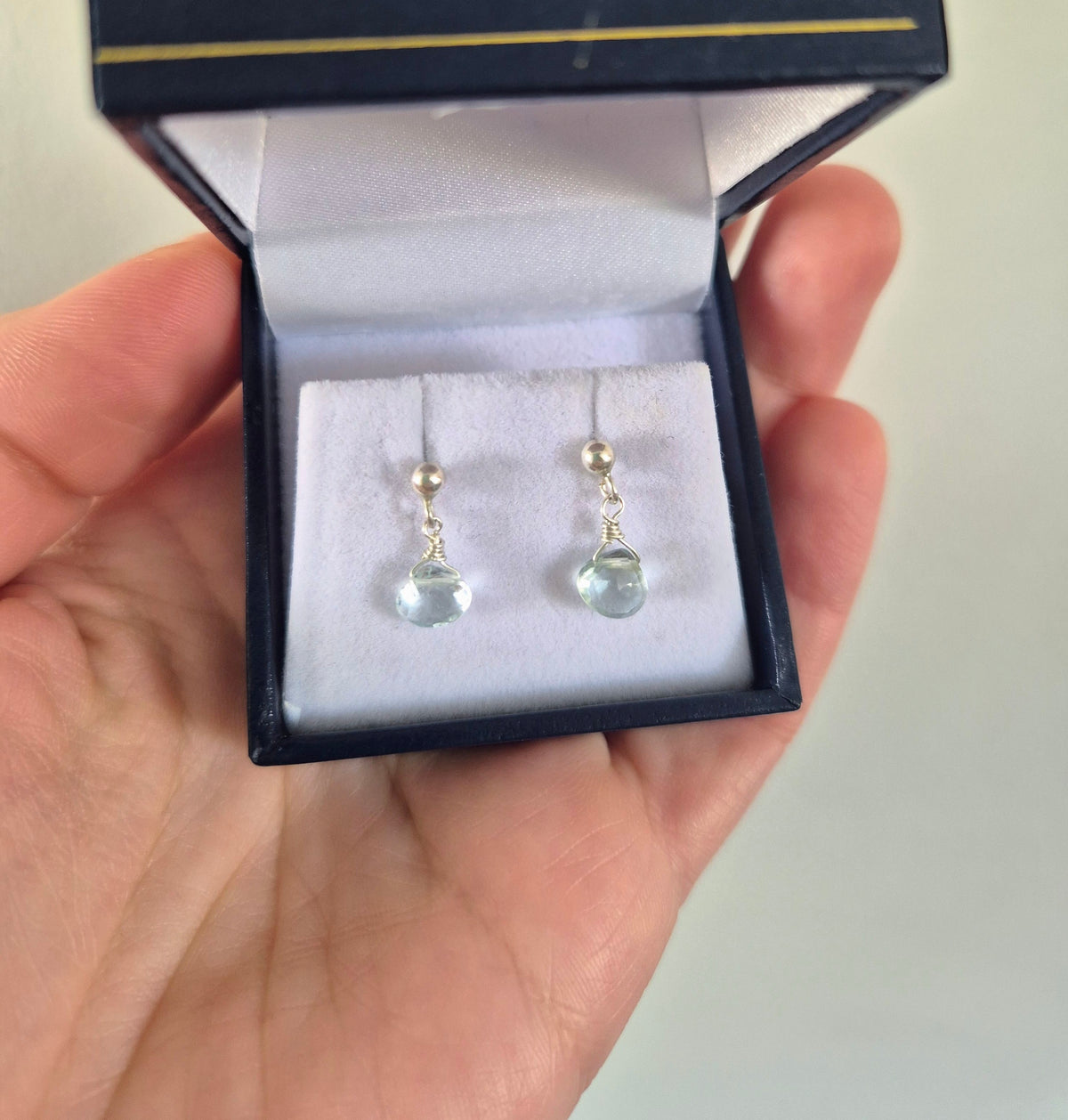Aros de Plata con Piedra Aguamarina Naturales