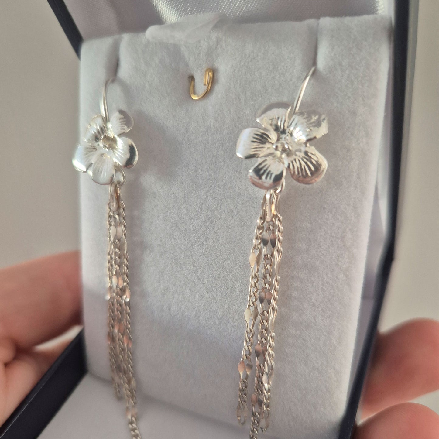 Aros Grandes De Fiesta De Flor Plata Fina 925 Hecho A Mano