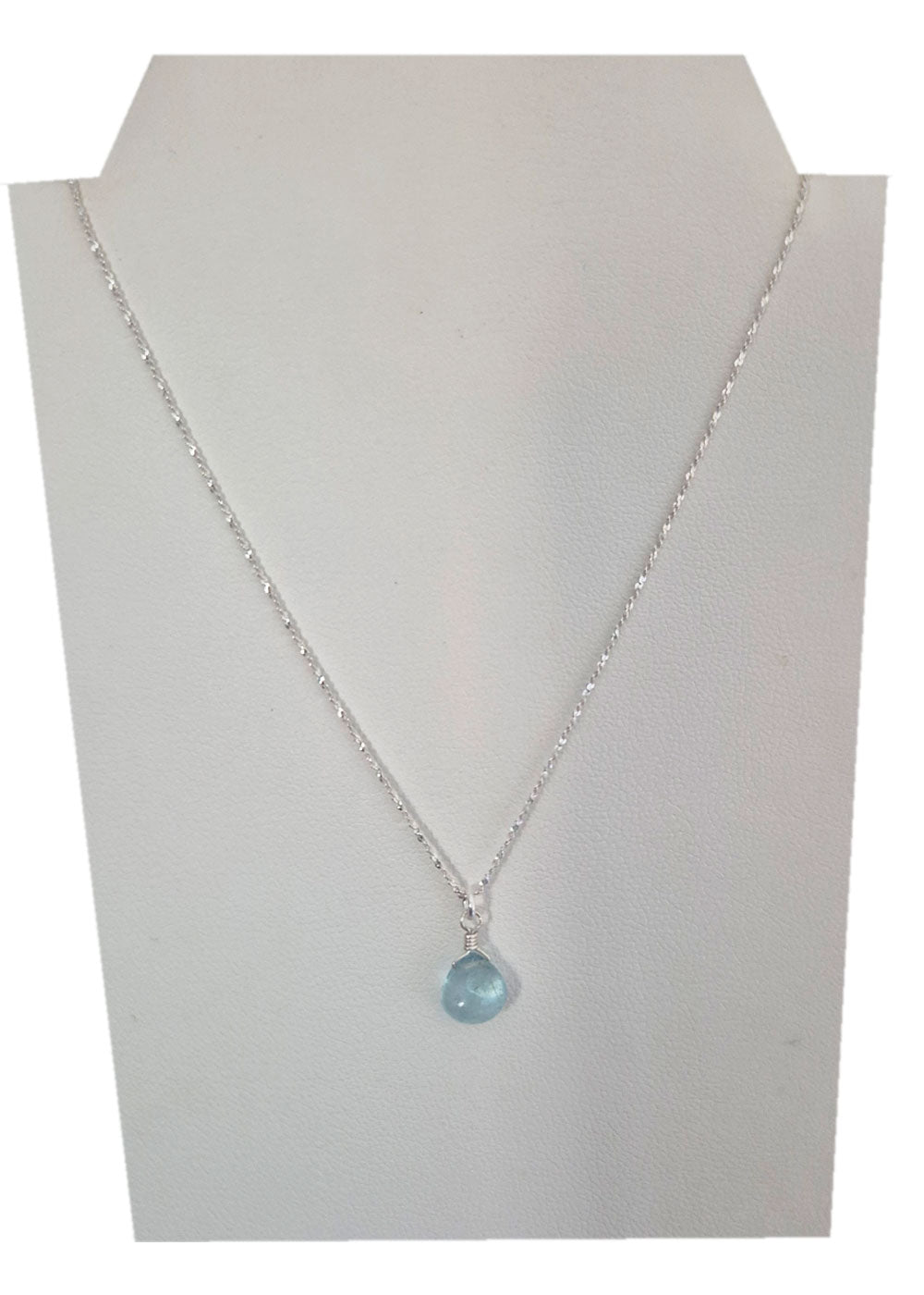 Collar Cadena Aguamarina Natural De Plata 925