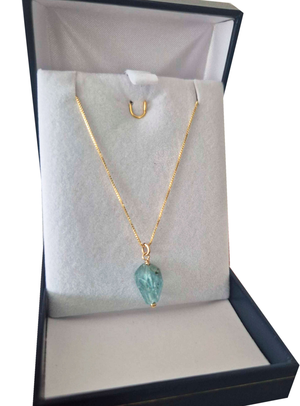 Collar Con Piedra Apatita Color Esmeralda Baño Oro 18K
