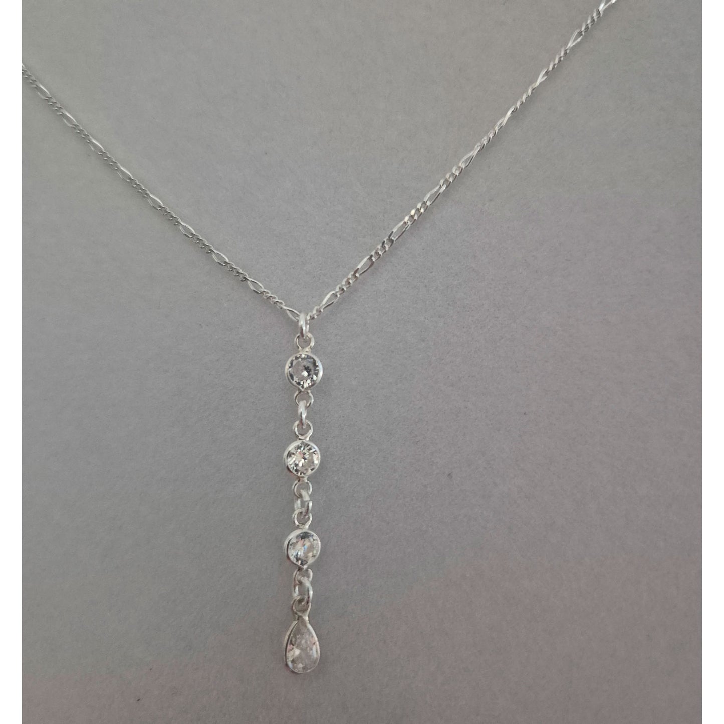 Collar Punto De Luz Plata 925 Con Cristales Circon Blanco