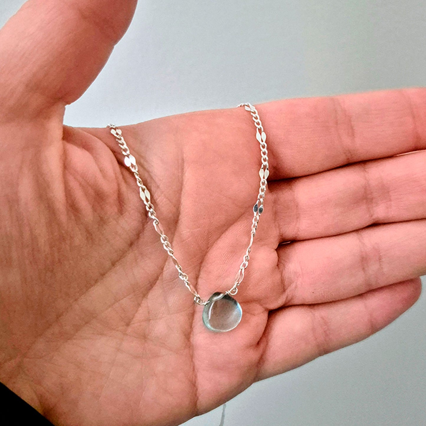 collar piedra aguamarina natural plata fina 925