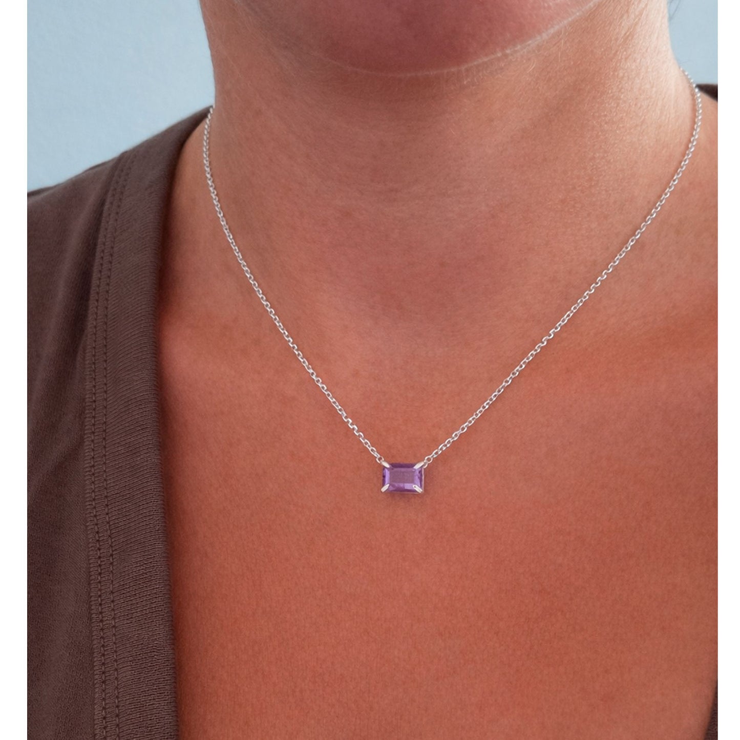 Collar Amatista Piedra Natural De Plata fina
