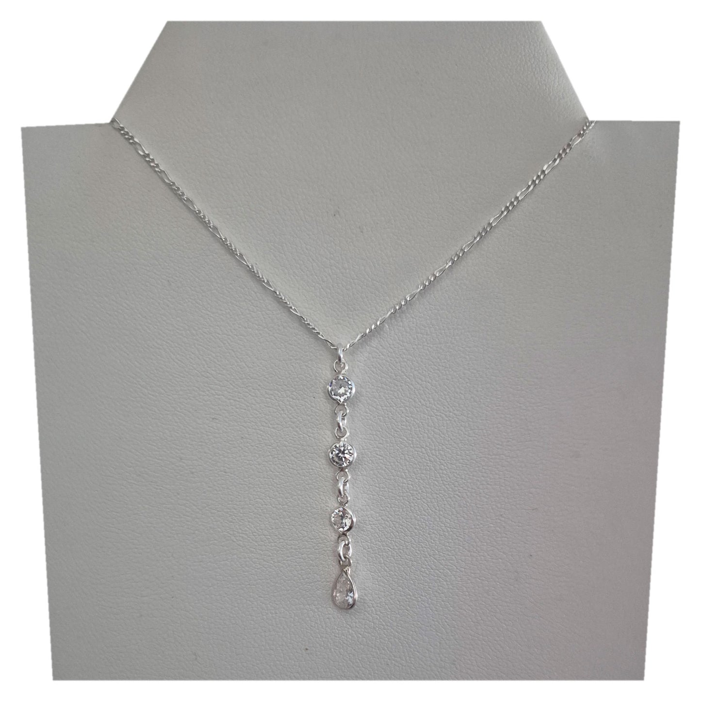 Collar Punto De Luz Plata 925 Con Cristales Circon Blanco