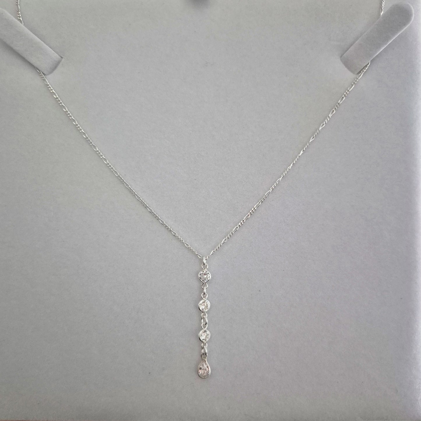 Collar Punto De Luz Plata 925 Con Cristales Circon Blanco