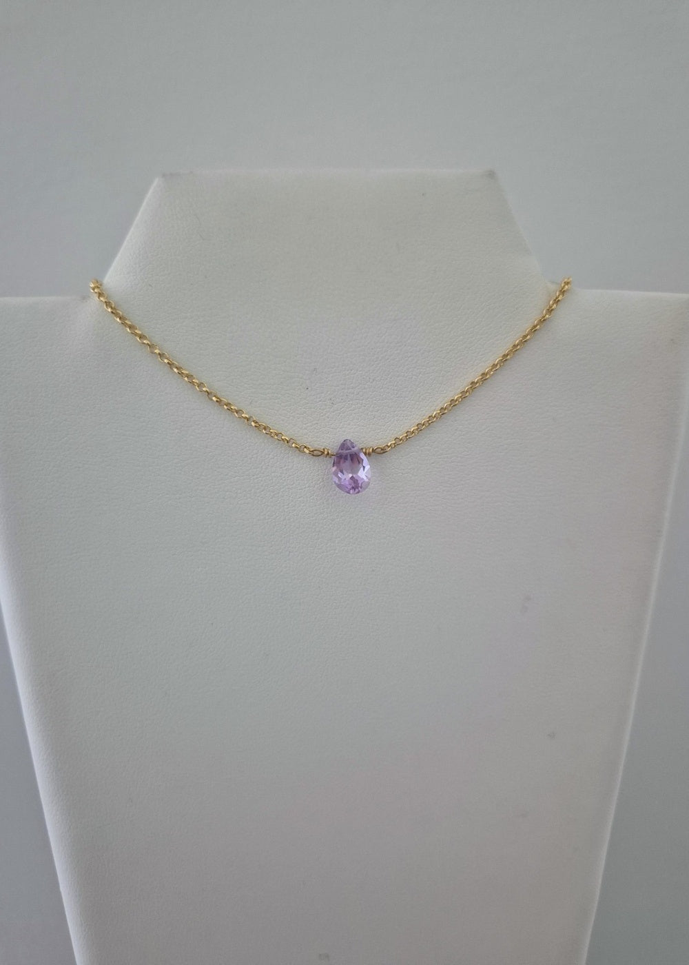 Collar Con Amatista Piedra Natural Baño Oro 18k