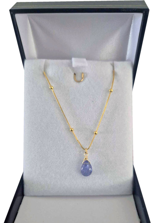 Collar Piedra Tanzanita Natural Bañado En Oro 18k