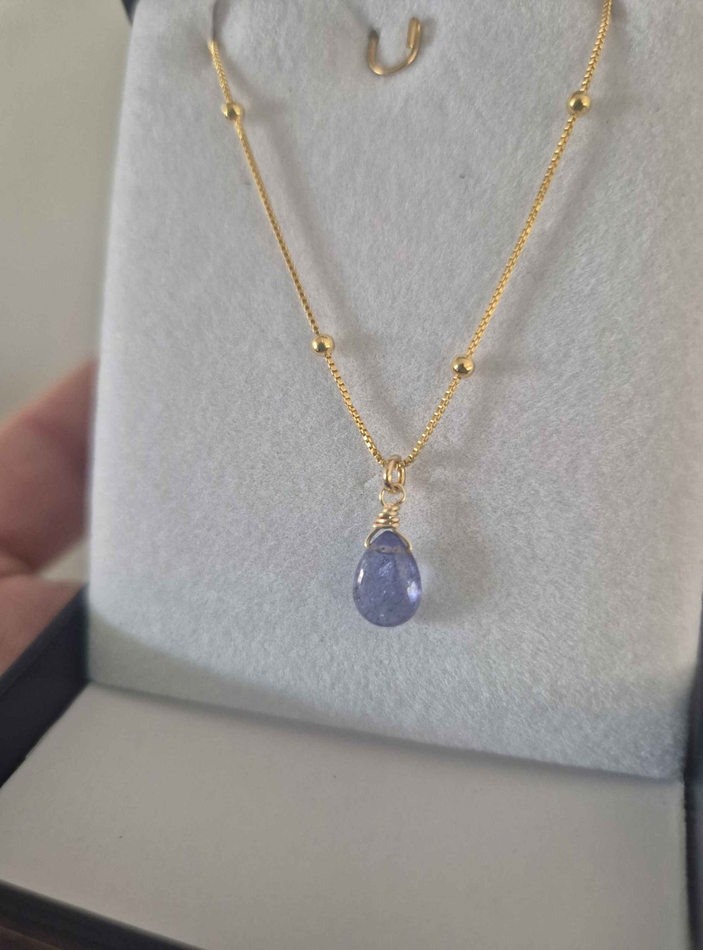 Collar Piedra Tanzanita Natural Bañado En Oro 18k