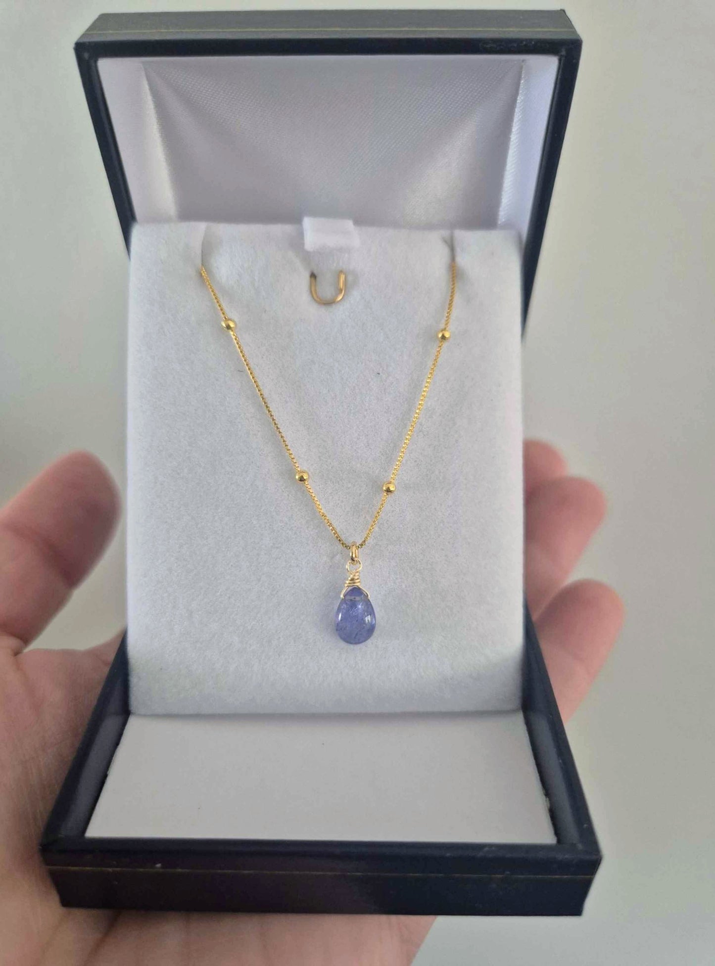 Collar Piedra Tanzanita Natural Bañado En Oro 18k
