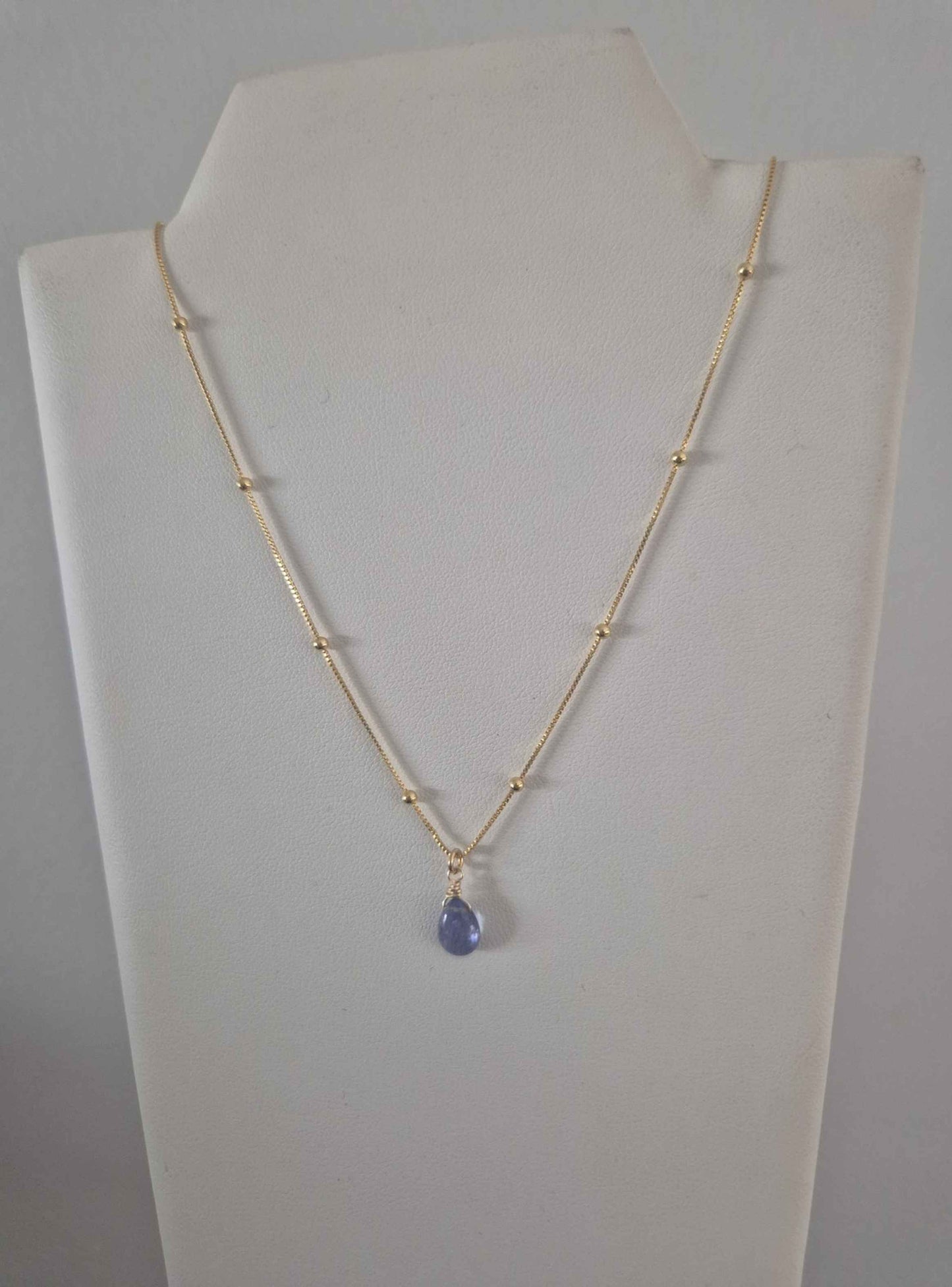 Collar Piedra Tanzanita Natural Bañado En Oro 18k