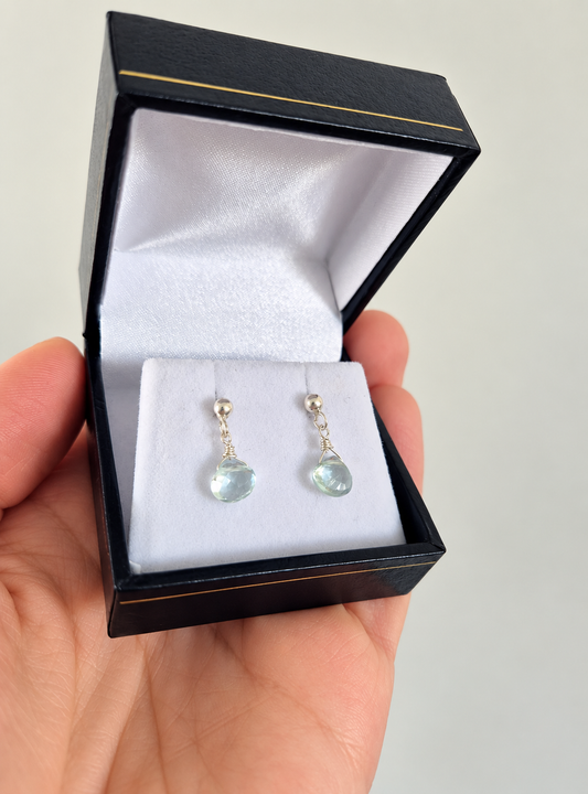 Aros de Plata con Piedra Aguamarina Naturales