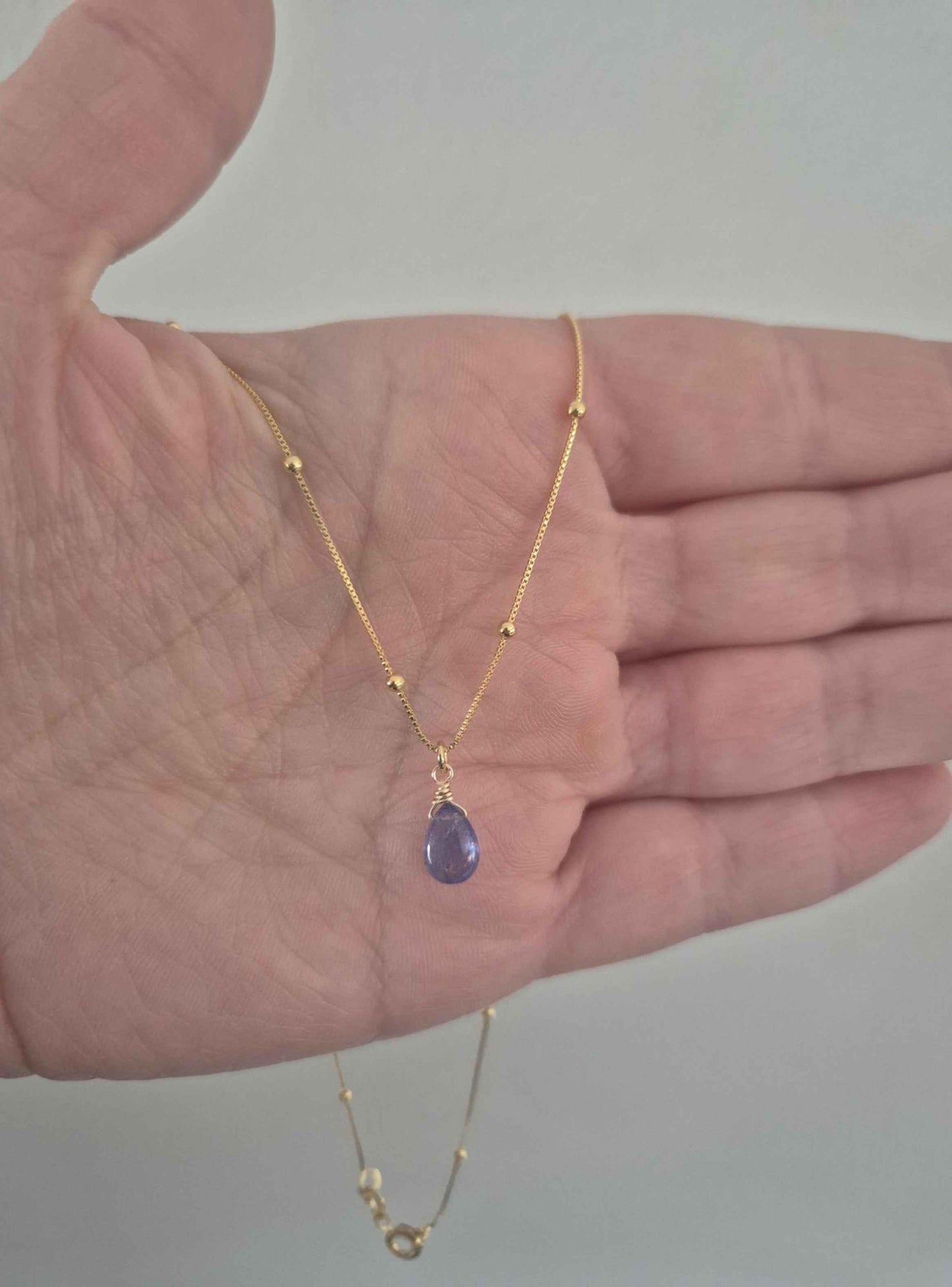 Collar Piedra Tanzanita Natural Bañado En Oro 18k