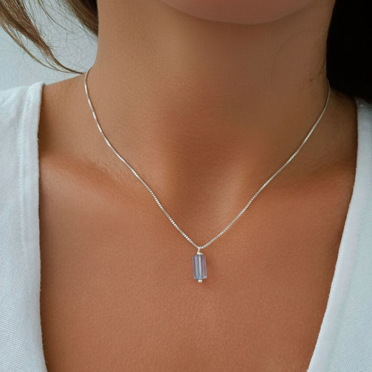 Collar  Plata 925 Con Piedra Turmalina