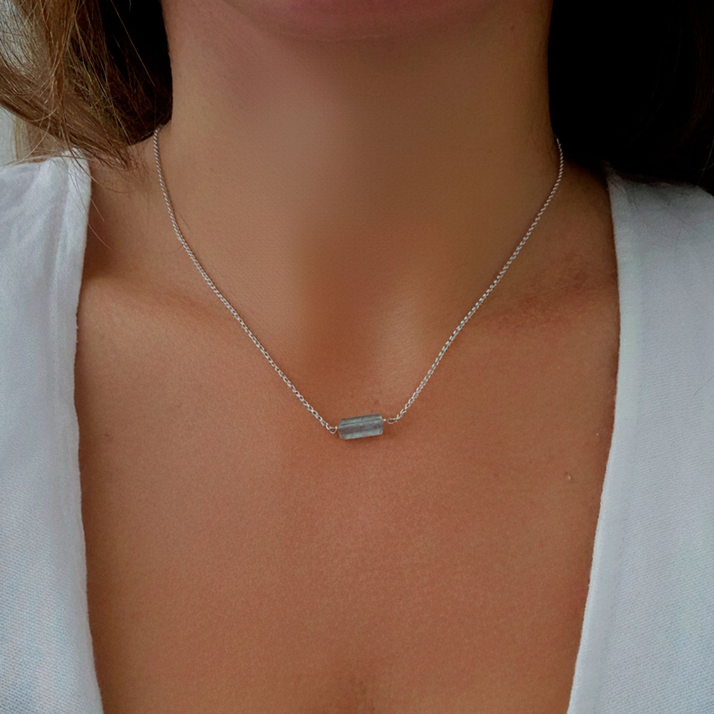 Collar Turmalina Con Piedra Natural de plata fina