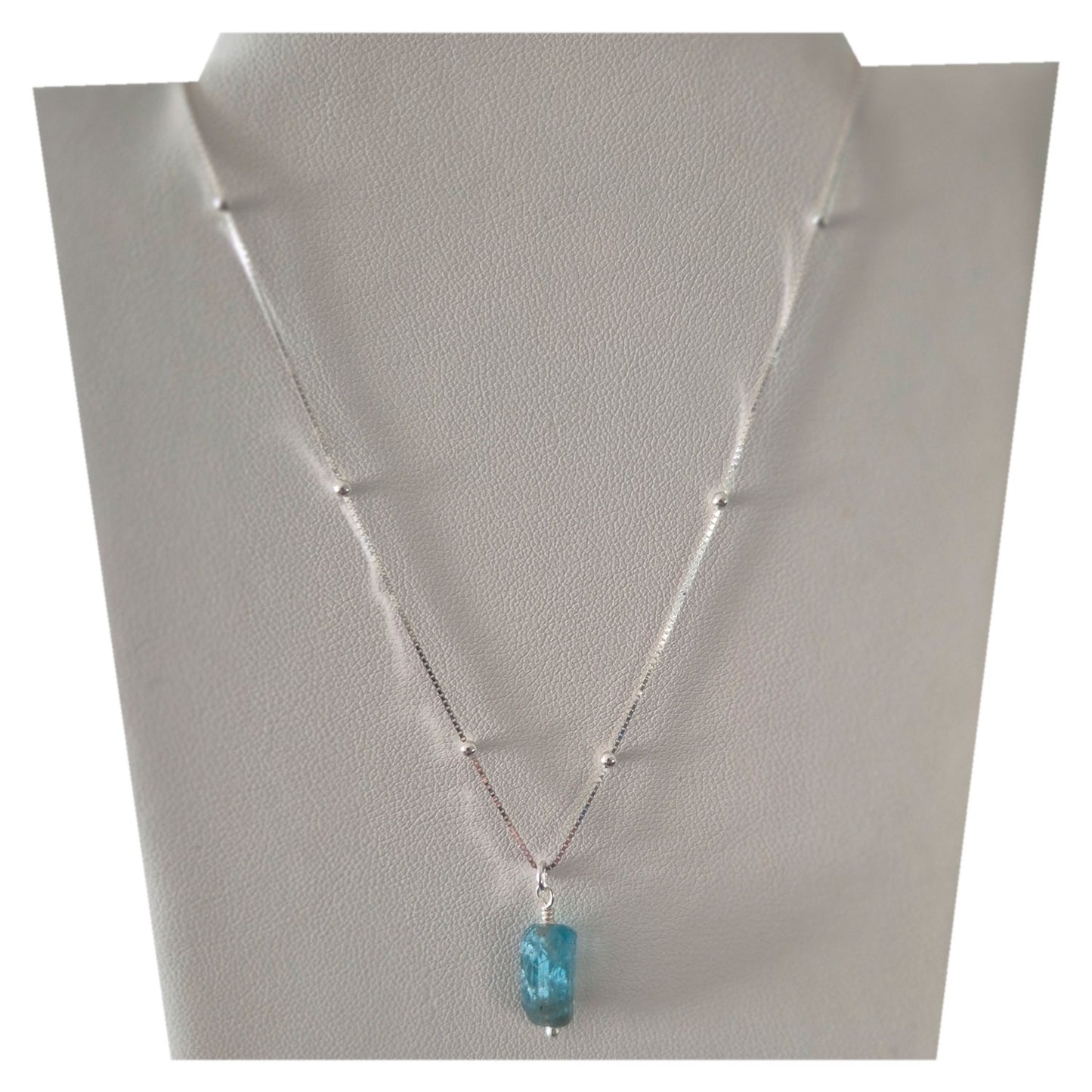Collar de Plata fina colgante Piedra Cristal Apatita Natural